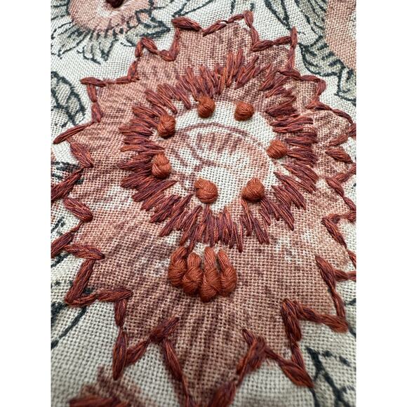 Pottery Barn Terra Kalamkari Pillow Sham new 20x20 Embroidered India beige euro - Picture 6 of 13